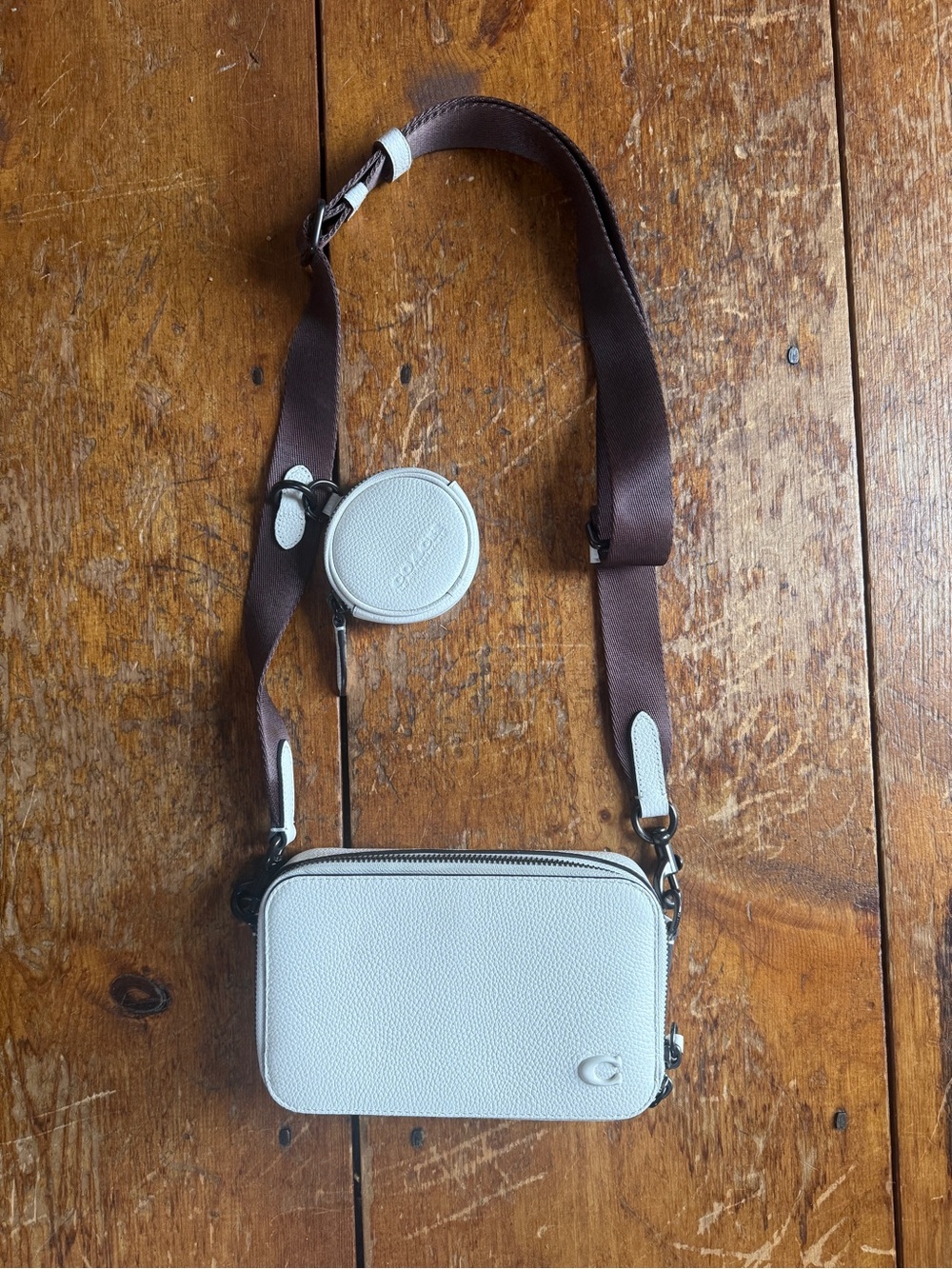 Coach Charter Slim Crossbody in Chalk White Pebble Leather